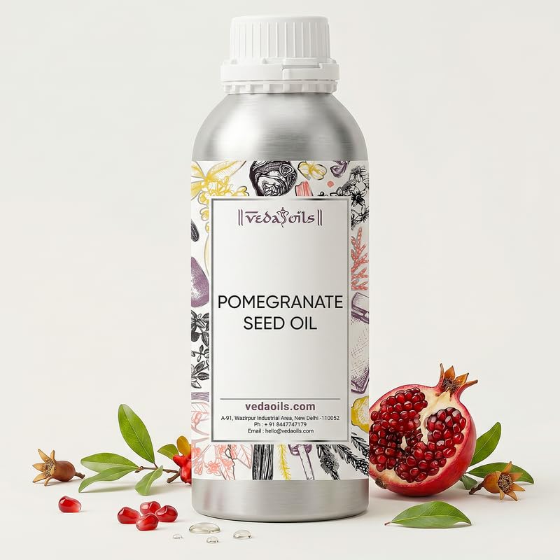 Image of VedaOils Pomegranate Seed Oil 100ml | 100% Pure Cold-Pressed Pomegranate Oil for Face, Hair & Skin | Brightens Skin, Moisturizes, Supports Hair Growth & Anti-Aging Care