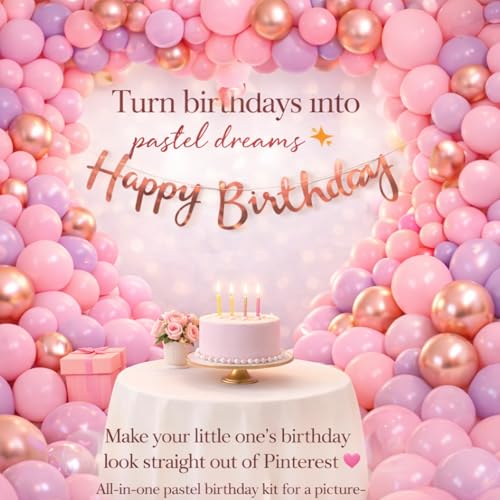 Image of WP WANNA PARTY Birthday Decoration Items For Kids - Pack Of 65, Happy Birthday Decoration Kit With Cake Candle | Rainbow Theme Birthday Decorations | Pastel Balloons For Balloon Decorations - Foil