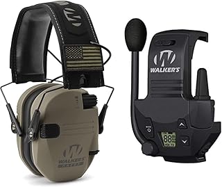 Walker's GWP-RSEMPAT-FDE Electronic Muffs & Razor Walkie Talkie Handsfree Communication up to 3 Miles Black - Walkers