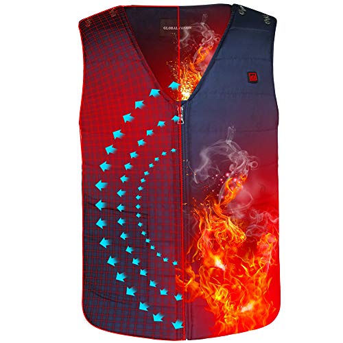 Heated Vest for Men,Heated Vest for Women Rechargeable with Battery Pack,,7.4V 7200mAh Electric Heated Vest for Motorcycling Hunting Skiing,Size Adjustable,3 Heat Setting,Works 5-10H,Navy,Heated Vest