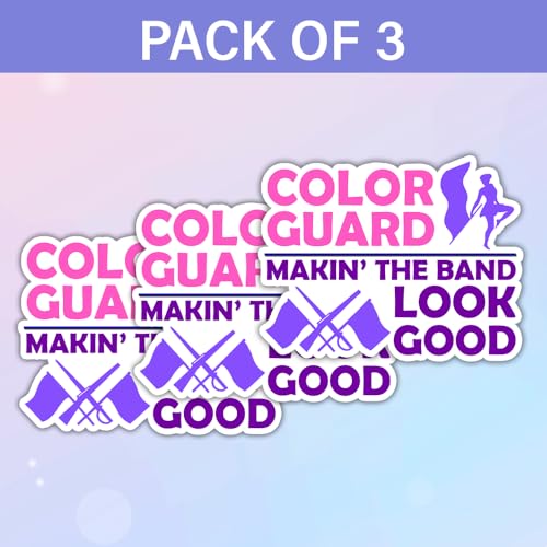 Image of SODAVA Color Guard Sticker Pack, Set of 3 Vinyl Decals for Laptop Water Bottle Notebook Helmet, Marching Band Flag Team Accessories, Color Guard Performer Gift, Waterproof 3inch