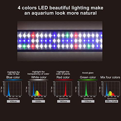 Kzkr Upgraded Aquarium Light Led Full Spectrum 72 - 84 Inch Hood Lamp For Freshwater Marine Plant 180 - 210 Cm Multi-Color Decorations Fish Tank Light #TOP2