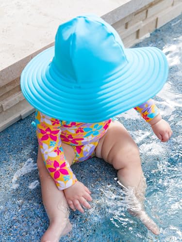 Image of RuffleButts Baby /Toddler Girls UPF 50+ Sun Protective Wide Brim Swimwear Sun Hat