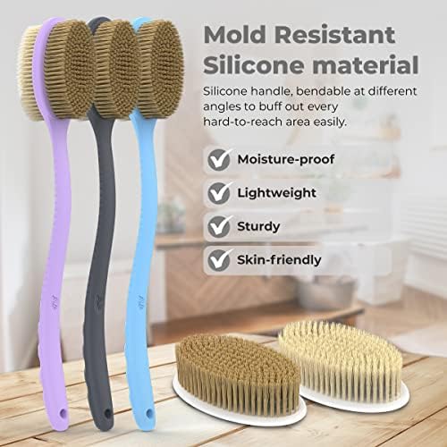 Miniatura 6 de Avilana Depurador de espalda para ducha, depurador corporal de silicona de 19 pulgadas con asa, limpiador de espalda para hombres y mujeres, cepillo