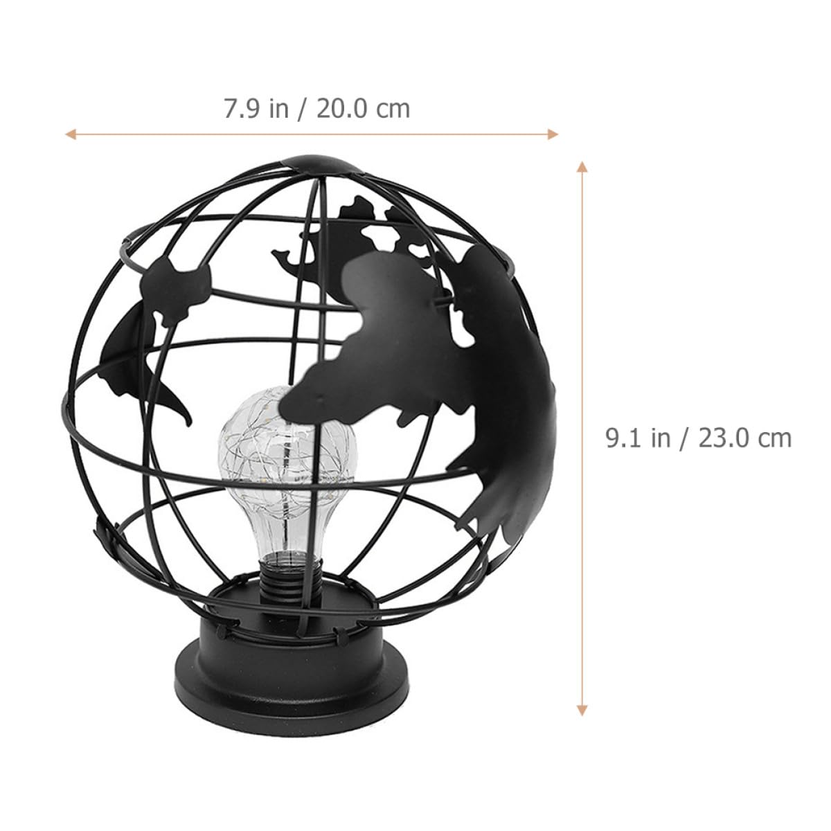 Lámpara de Noche Forma de Globo Negra, Luz Decorativa de Sobremesa en Hierro y Plástico, Adecuado para Dormitorio y Sala de Estar