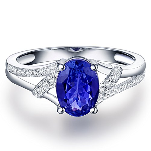 14K White Gold AAA Natural Tanzanite Diamond Ring Engagement Wedding Band for Women Promotion2