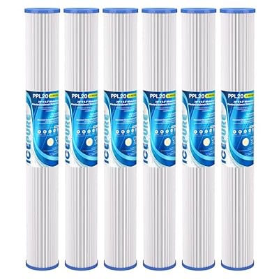 ICEPURE 20 Inch Whole House Pleated Sediment Water Filter Cartridge for Well Water, Replacement for ECP20-20, SPC-25-2020, ECP1-20, ECP5-20, SPC-25-2005, SPC-25-2001, 5 Micron 20" x 2.5", 6PACK