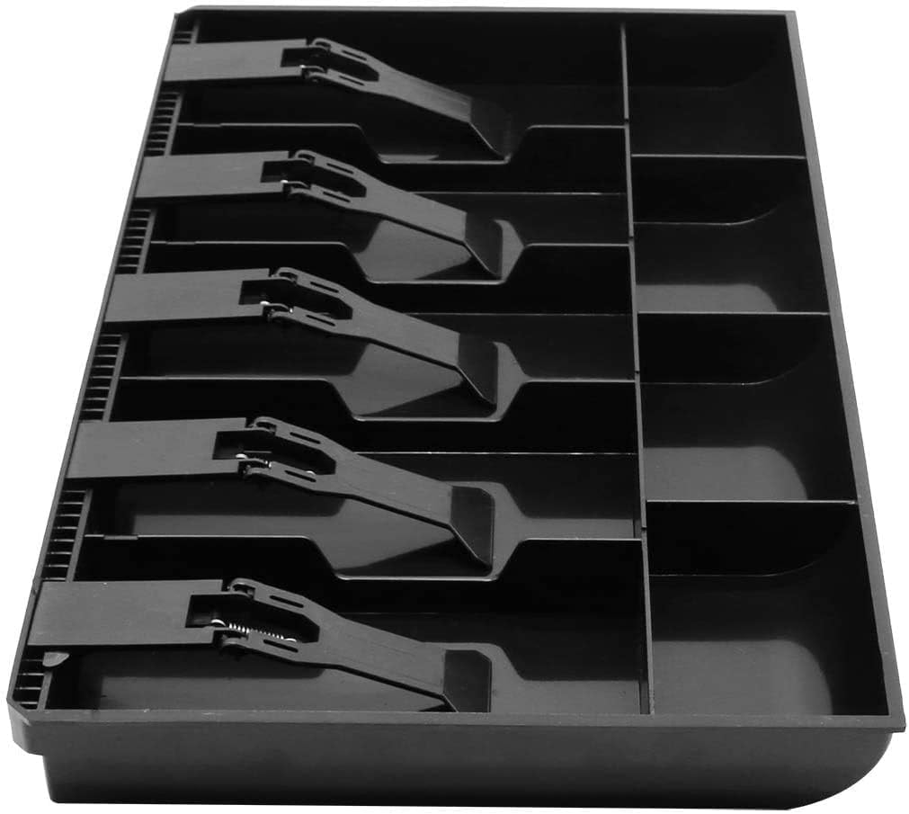 Cash Drawer Tray Insert with 5 Bill & 4 Coin Compartments | POS Register Money Tray with Spring Clips | Removable Cash Organizer for Shop, Office & Retail Counter-image-25