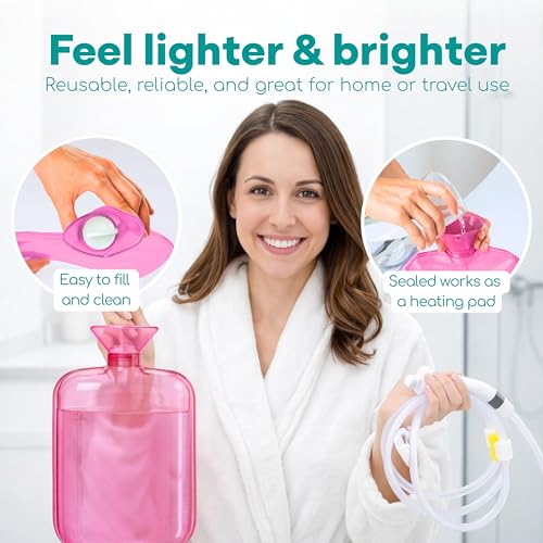 Image of Medi Grade Enema Kit for Adults, 2L Enema Bag for Colon Cleanse, Pink Set
