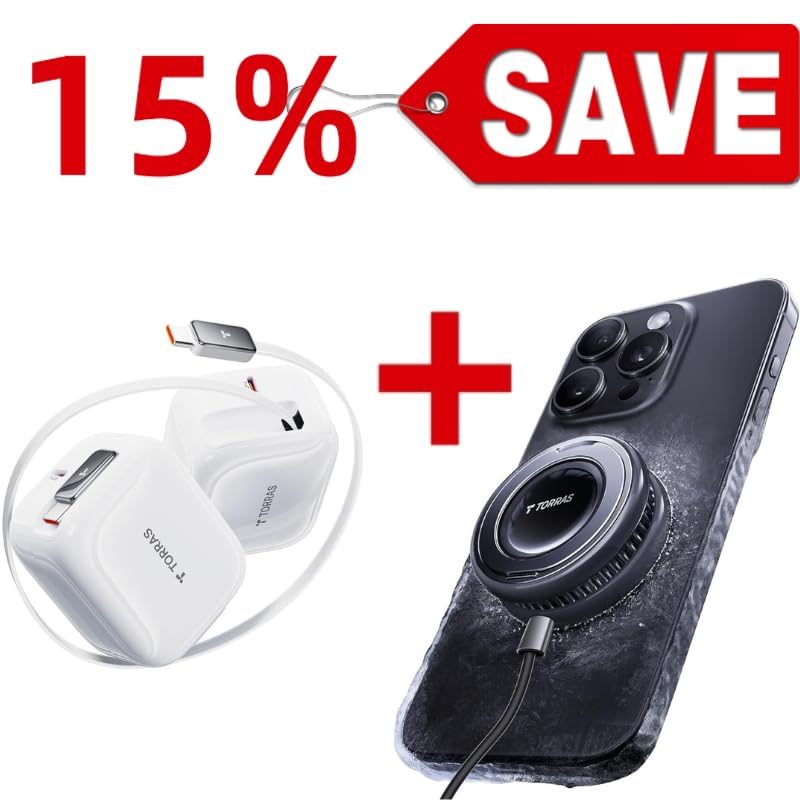 TORRAS PolarCircle Qi2 Mag-Safe Charger & FlexLine 40W Charger Block —Buy Together to Save 15%