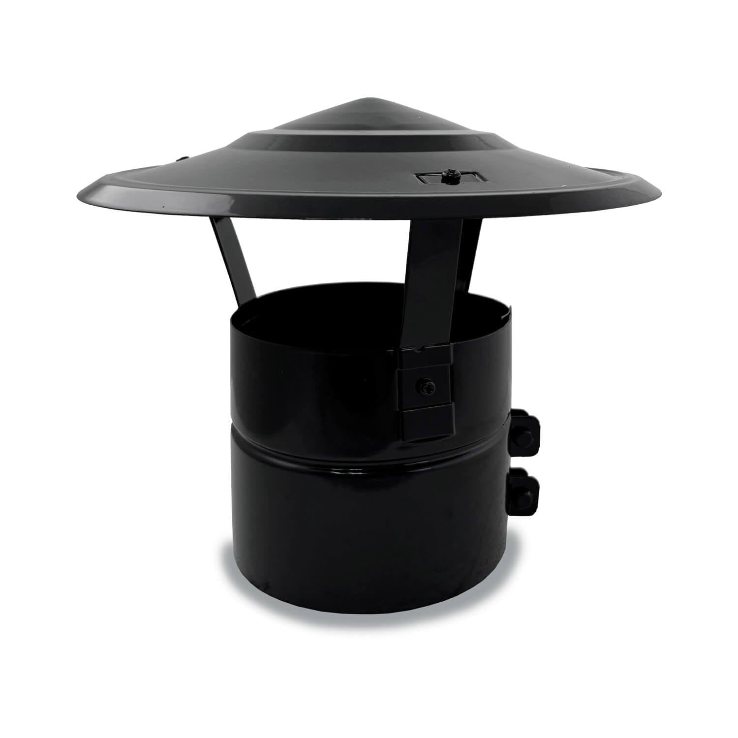 Sombrerete Fijo para chimeneas en Acero pintado en Negro - Serie lisa - 300 mm