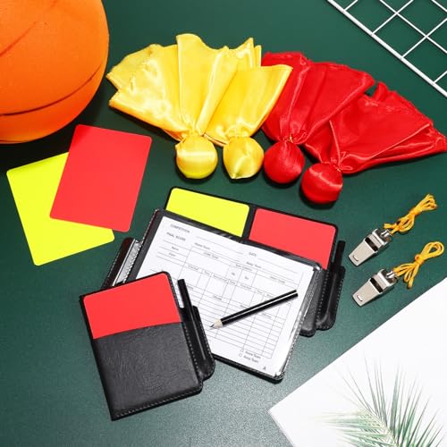 Kit árbitro con tarjetas rojas y amarillas y silbatos para fútbol miniatura 6