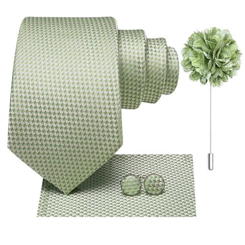 Image of Hi-Tie Mens Paisley Floral Striped Ties Set Silk Necktie and Lapel Pin for Men Pocket Square Cufflinks Set Business Wedding