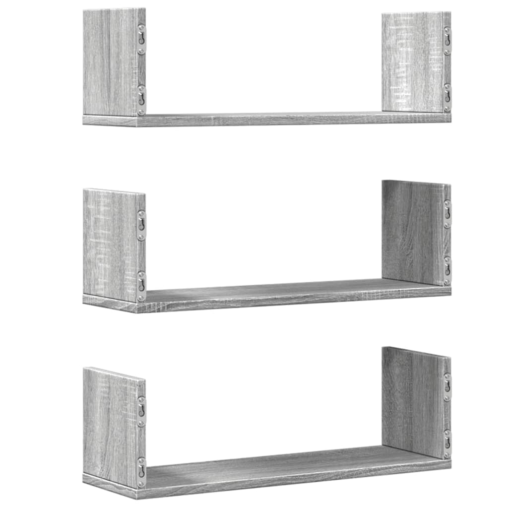 Set di 3 mensole sospese da parete, 58 x 18 x 18 cm, in legno ingegnerizzato, elegante, decorativo, per soggiorno, cucina, ufficio, bagno