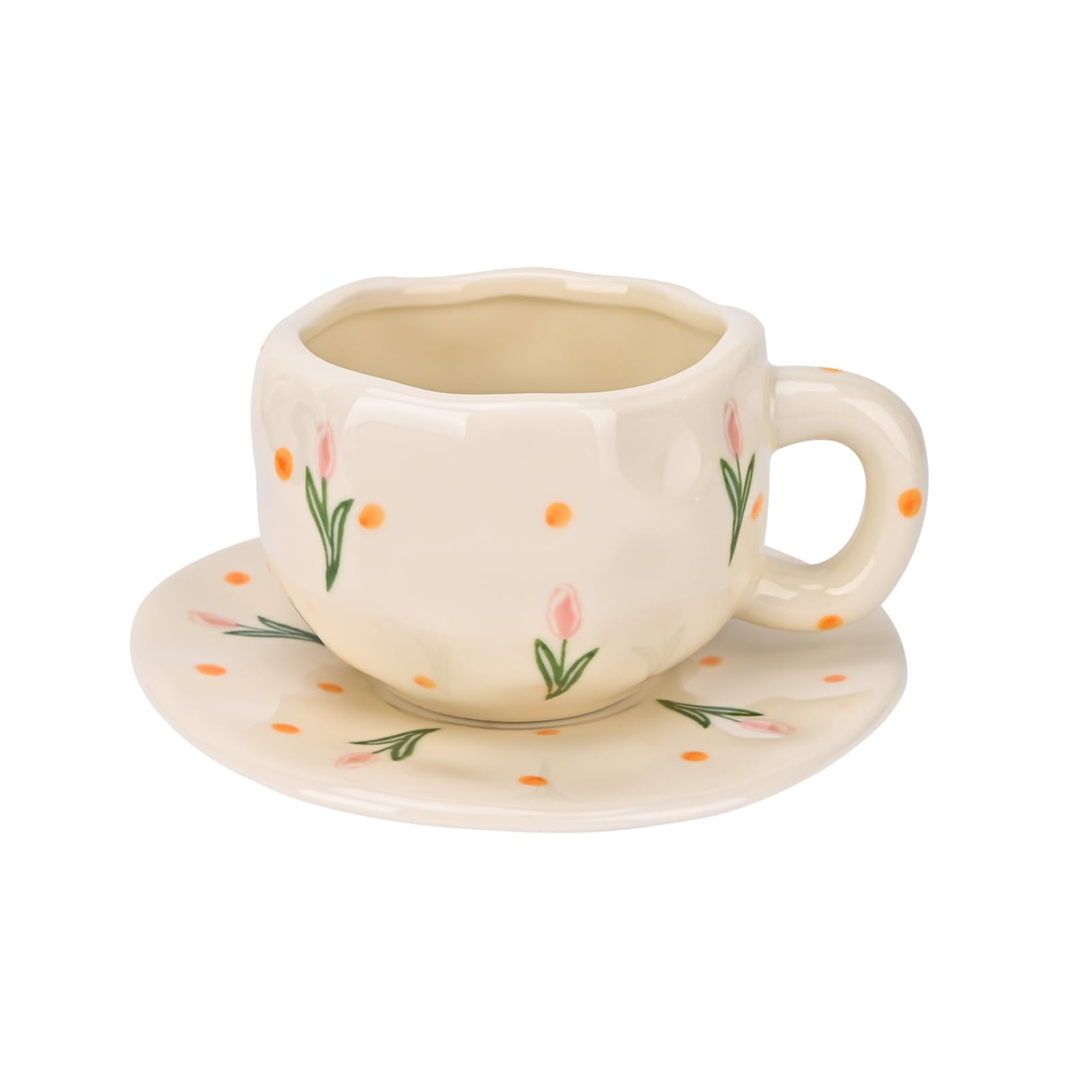 Koythin Ceramic Coffee Mug with Saucer Set