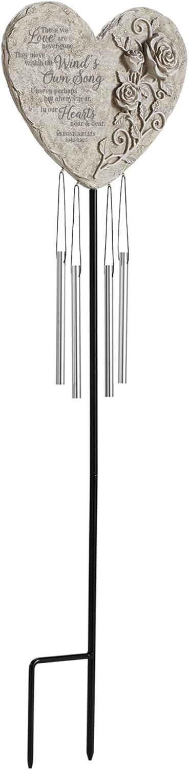 Let's Make Memories Personalized Memorial Wind Chime - Sympathy - Customized Condolences - Loss of Loved One - Celebrate Their Life - Outdoor Memorial - Windsong Sympathy Garden Wind Chime