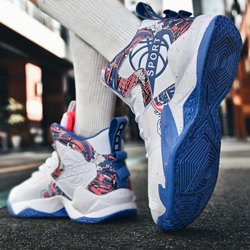 Men's Breathable Leather Lace Up Cushioning Basketball Shoes Fashion High-Top Non-Slip Sneakers Casual for Gym Sports Tennis Jogging Running Walking3