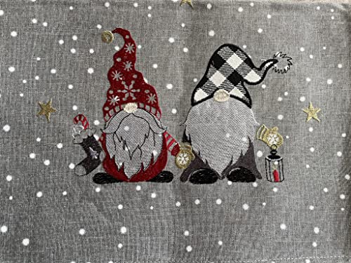 texpot Table Runner 40 x 140 cm Light Grey with Embroidery Gnome Winter Advent Christmas, Lightgrey - Image 2