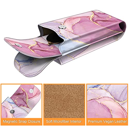 Image of FINTIE Double Glasses Case with Carabiner Hook, Portable Vegan Leather Eyeglass Case Anti-scratch Sunglasses Pouch