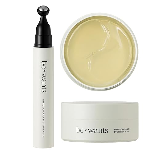 bewants Phyto Collagen Roll-On suero para ojos y parche de gel para ojos (60 parches) con 71.9% de agua de savia de bambú