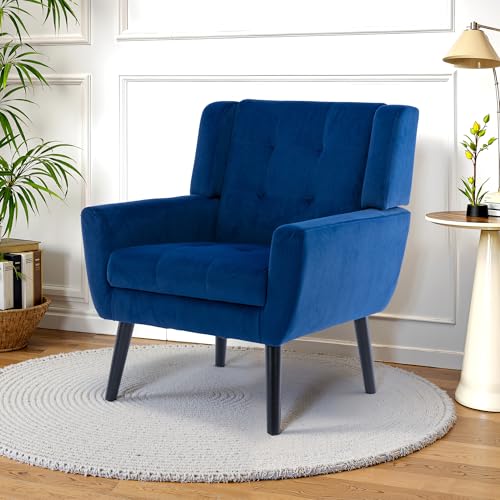 NicBex Modern Accent Chair for Living Room Upholstered Foam Filled Living Room Chairs with Metal Legs Velvet Cozy Lounge Armchair for Living Room Bedroom,Navy Blue NicBex Modern Accent Chair for Living Room Upholstered Foam Filled Living Room Chairs with Metal Legs Velvet Cozy Lounge Armchair for Living Room Bedroom,Navy Blue