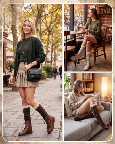 Image of Syhood Cotton Women thigh high socks with Lace Trim over the knee High Socks Boutique Lace Tall Boot Stockings for Women