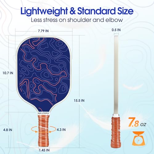 Image of niupipo Pickleball Paddles Set of 2 or 4, USAPA Approved Fiberglass Pickleball Paddle Set with Balls and Bag, Polypropylene Honeycomb Core, Lightweight Pickleball Paddles for Beginners Men Women
