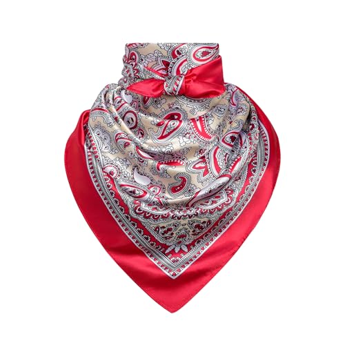 Image of 35 inch Men's Silk Cowboy Scarf - Oversized Western Bandana Neckwear, Large Square Scarf with Gift Packaging