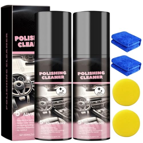 MILIZHIWU 2 Pcs Nicetopu Polishing Cleaner Car Interior, 100ML Car Interior Cleaner, Protectant & Decontamination, Multipurpose Interior Detailer Spray for Leather, Vinyl, Plastic, Dashboard