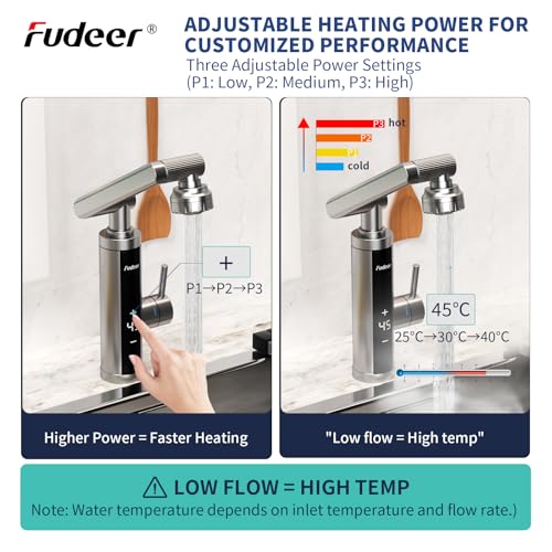 Robinet eau chaude électrique 30-45 ℃ avec affichage LED et spray 2 modes - 6