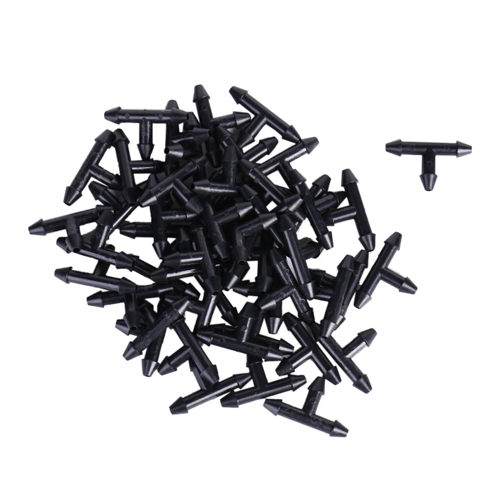 50Pcs 3/5mm Bewässerung Sprinkler T-Stück Schlauchverbinder für Bewässerungsschlauch Gartenschlauch, Mikro-Tropfbewässerung