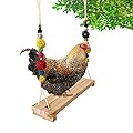 Vehomy Chicken Swing and Perch - Handmade Wood Stand Coop Toy for Hens - Accessories Ladder for Poultry Run - Large Bird Parrot Hen Macaw Rooster Chick Toy