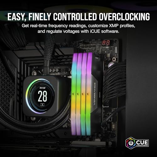 Image of CORSAIR Vengeance RGB DDR5 RAM 16GB (1x16GB) 5200MHz CL40 Intel XMP iCUE Compatible Computer Memory - Black (CMH16GX5M1B5200C40)