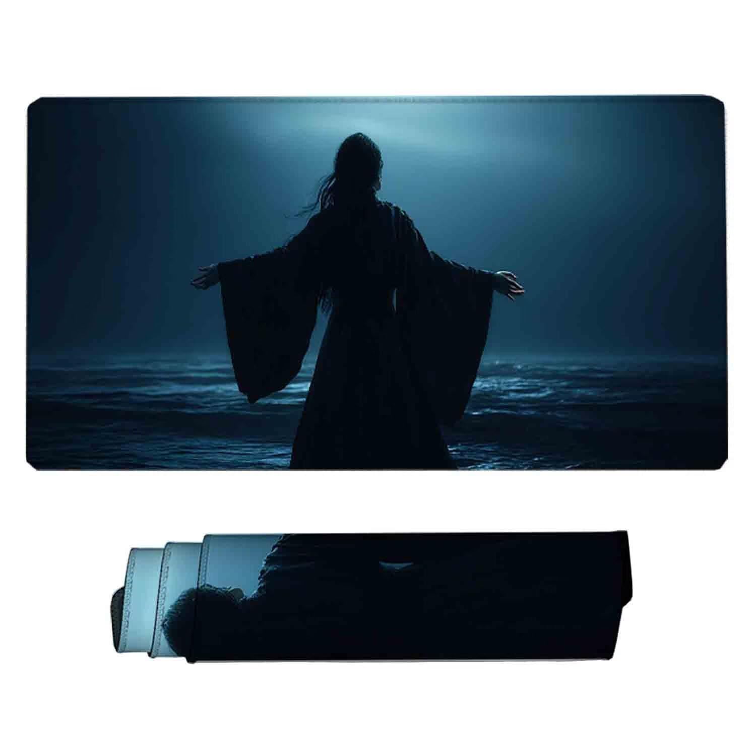 Niebieska podkładka pod mysz damska XXL podkładka pod mysz 1200 x 600 mm podkładka pod mysz z przeszytymi krawędziami i gumową podstawą antypoślizgowa podkładka pod mysz XXL do gier, laptopa