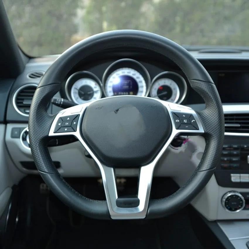 Funda Para Volante Mercedes Benz - Compatible Con Clase C, CLA, GLA, GLC, Vito Y Más (Modelos W203, W205, Etc.), Color Negro, 15 Pulgadas