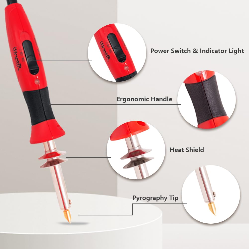 Afantti Wood Burning Tool Professional Wood Burner Pyrography Pen Kit | 26 Letters | Temperature Adjustable | for Leather Crafts