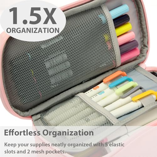 Image of SPACEMATE Pencil Case Pouch Box Bag School Supplies Girls Boys Kids, Cute Preppy Stuff Large Big Capacity Aesthetic Pen Organizer, Back to College Stationary, Pink, Classic Stlye, 1800ml
