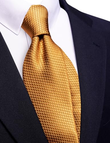 Image of Barry.Wang Plaid Ties Mens Silk Necktie and Tie Clip Checkered Tie for Wedding Party Business Formal