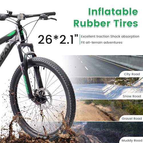 Image of Ecarpat 24 /26 /27.5 Inch Mountain Bike, Full /Front Suspension Mens Boys Mountain Bike with 21 Speed Steel Frame and Dual Disc Brakes, Adult Sport Bicycle for Trail City Road, Gift Choice