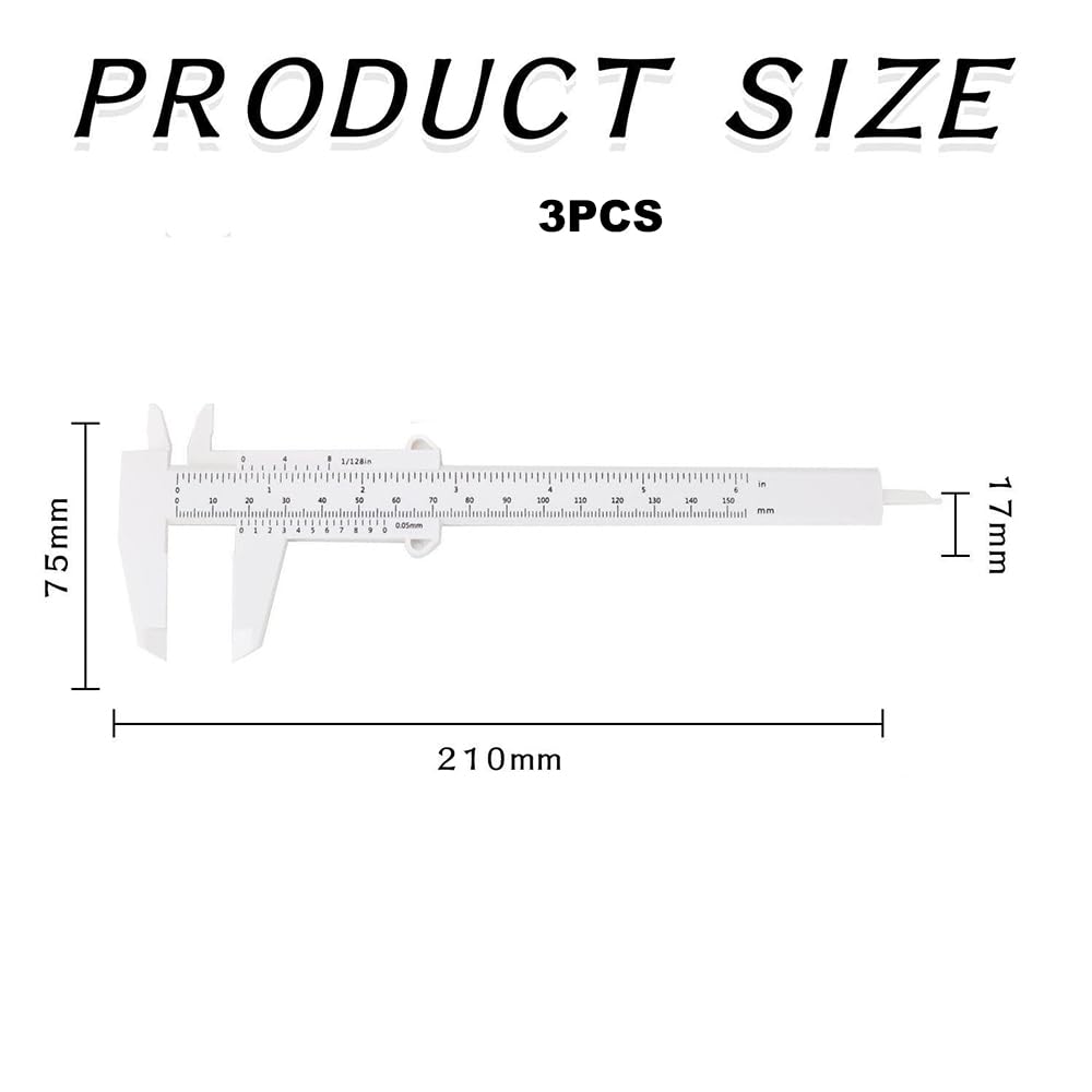 Calibro a Corsoio,Calibro Digitale Mini Strumento di Misurazione del Righello,3 pezzi 150 mm 6 pollici Strumento di Misurazione Della Scala Ad Alta Precisione Doppia Regola Scala Plastica Vernier
