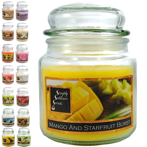 SIMPLY SUBLIME SCENTS, Luxury Scented Candle, Exceptional Fragrance Oil, Medium Glass Jar Up to 76 Hours