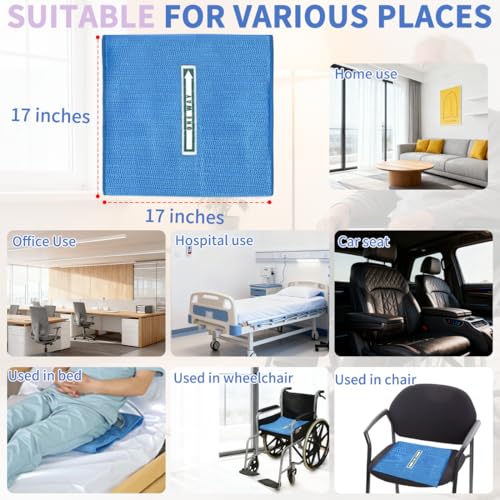 Image of Wheelchair Seat Cushion, Fall Prevention Seat Pad for Elderly in Chair or Wheelchair,Non-Slip Cushions in car seat 17 inchx17 inch(Blue, Without Handle)