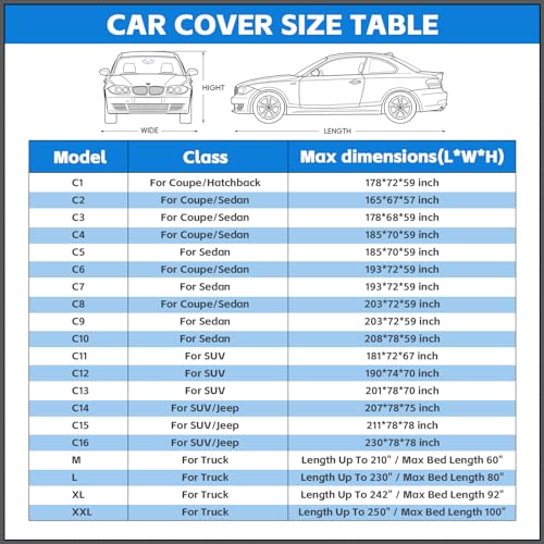 Image of Truck Car Cover Waterproof All Weather, Car Covers for Pickup, All Season Rain Sun Dust UV Protection Windproof with Storage Bag, Universal Fits Length 229-242 inch