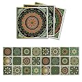 ViibXfans Mandala Tile Stickers 4"x4" - 24 Pcs Peel and Stick Vinyl Wall Tiles, Waterproof Self-Adhesive Backsplash Decals for Kitchen, Bathroom, Living Room, Furniture, DIY Home Decor