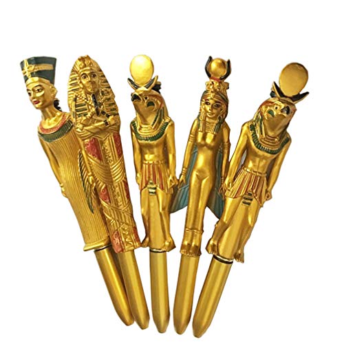 Pack de 5 bolígrafos creativos con tinta gel y diseño egipcio miniatura 1