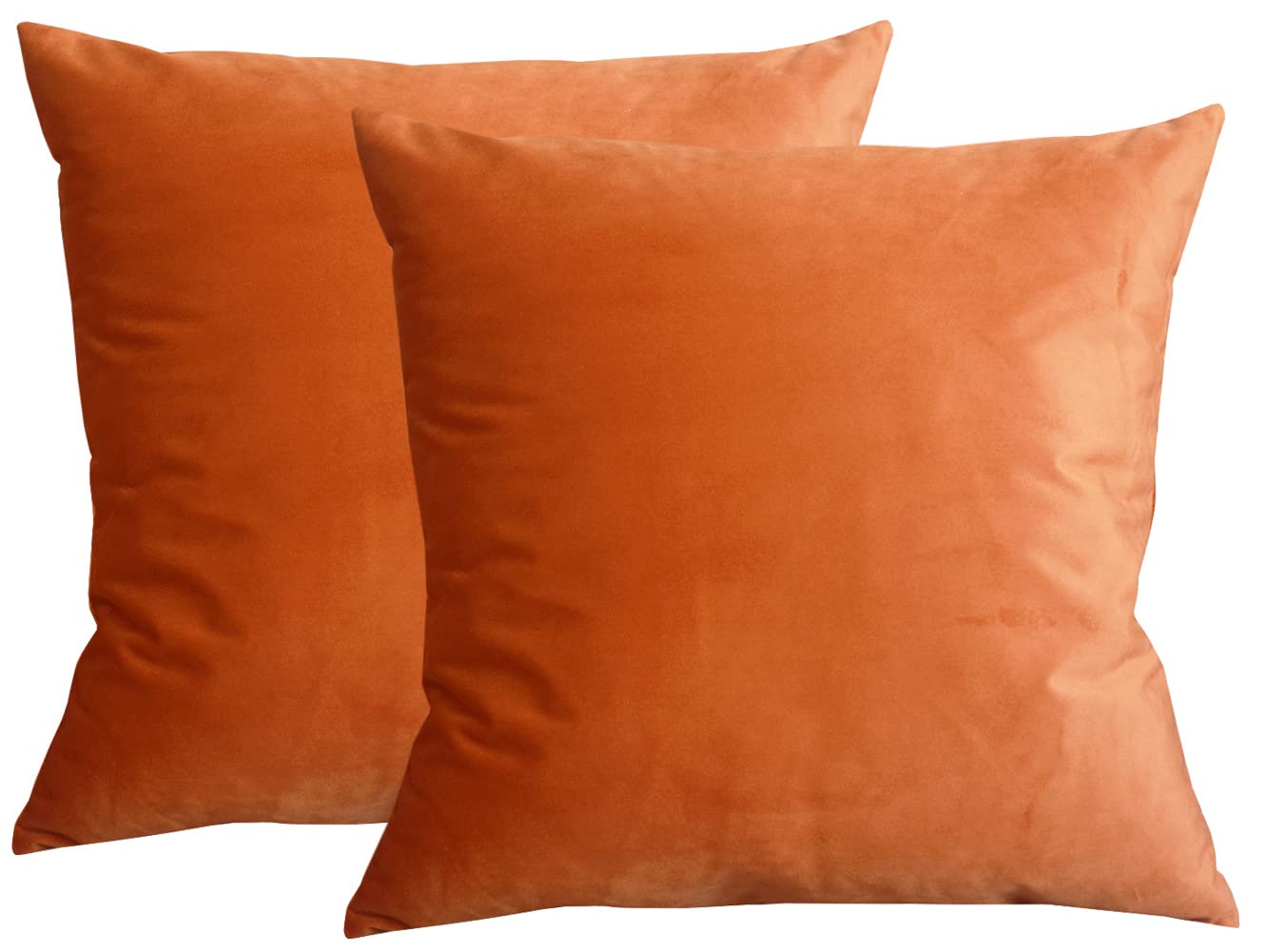 Lutanky Velvet Cushion Covers 60 x 60 cm Dark Orange Decorative Square Throw Pillow Cases (Pack of 2) Soft Large Pillow Covers for Sofa Bedroom Couch 24 x 24 Inch