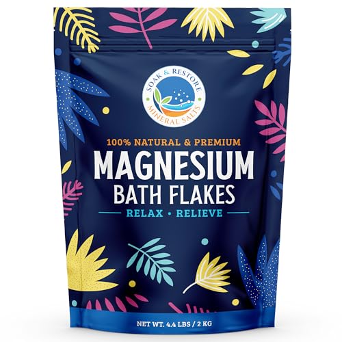 Soak & Restore Mineral Salts - Magnesium Bath Flakes – Pure Magnesium Chloride for Soaking and Whole-Body Replenishment (4.4 Lbs)