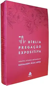 Bíblia Pregação Expositiva | RA | PU luxo rosa Flores: Feminina
