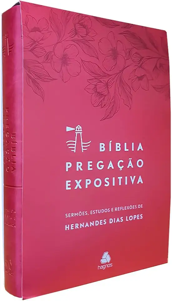 Bíblia Pregação Expositiva | RA | PU luxo rosa Flores: Feminina