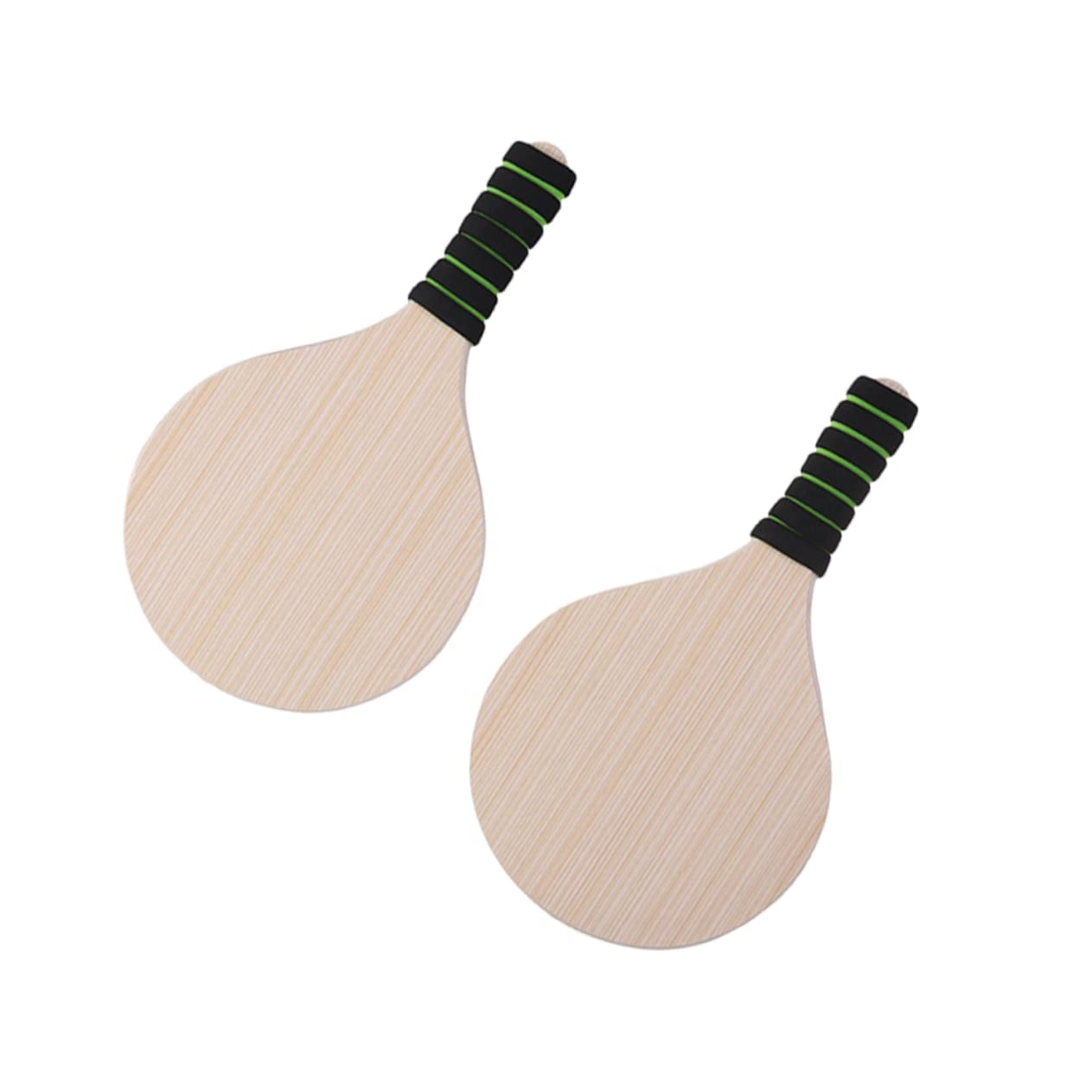 DINHEAROM Natural Wood Badminton Racket Set Beach Ball Paddle for Ages Portable Racket for Outdoor Activities Random